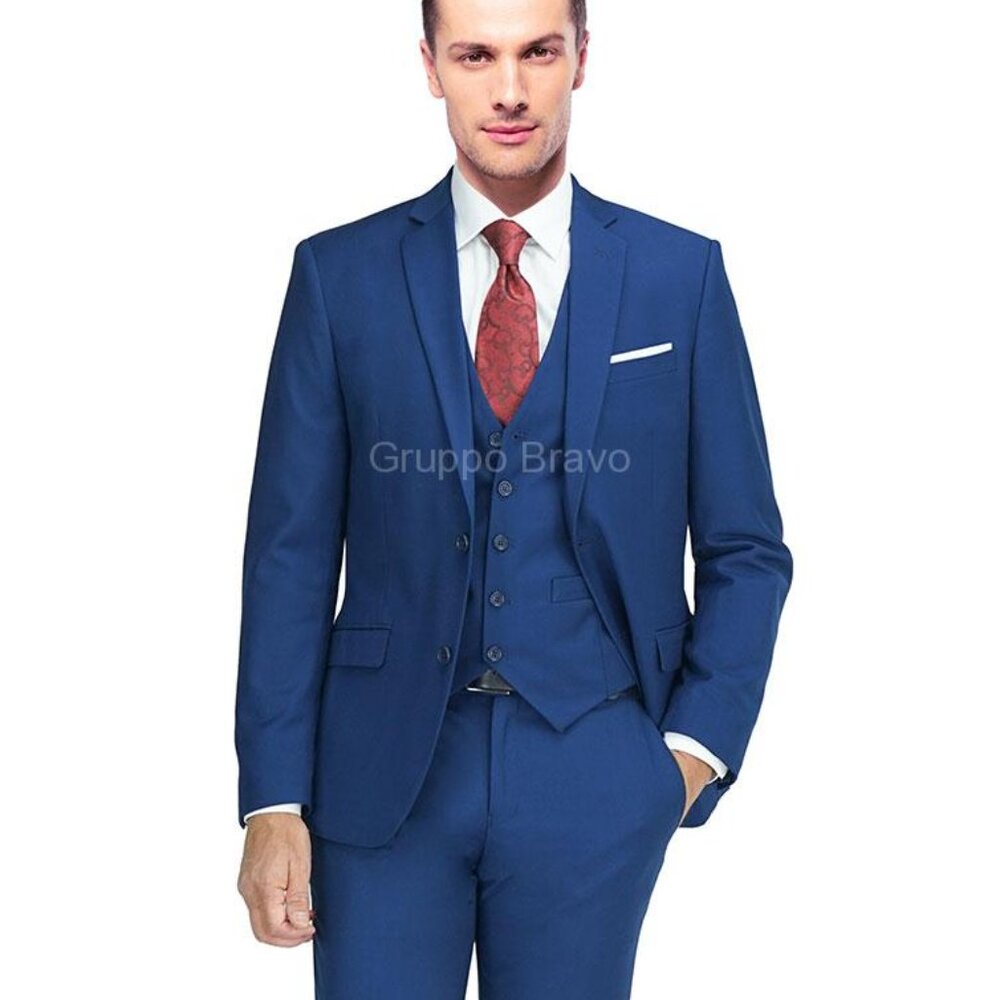 Carlo Lusso French Blue Two Piece 2 Button Suit with Notch Lapels